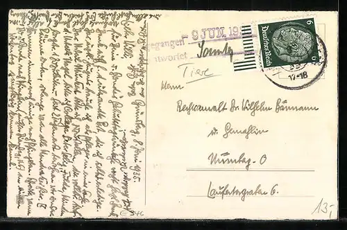 Künstler-AK Fünf Maikäfer mit Birkenzweig, Pfingstgruss