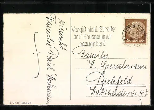 Künstler-AK Drei Maikäfer krabbeln auf einer Birke, Pfingstgruss