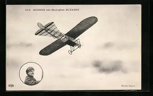 AK Busson sur Monoplan Blériot
