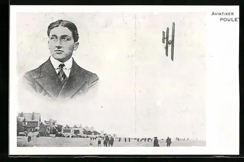 Künstler-AK Französischer Sturzflieger Poulet in seinem Kunstflugzeug
