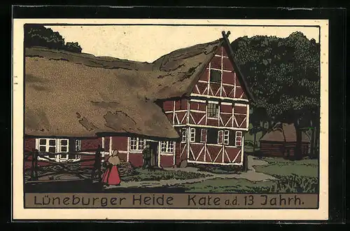 Steindruck-AK Lüneburg /Lüneburger Heide, Kate a. d. 13 Jahrh.