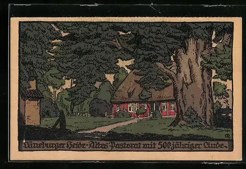 Steindruck-AK Lüneburg /Lüneburger Heide, Altes Pastorat mit 500 jähriger Linde