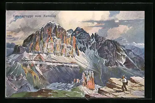 Künstler-AK Hans Treiber: Tofanagruppe vom Nuvolau