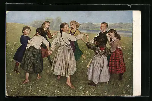 Künstler-AK Hans Thoma: Kinder tanzen im Reigen