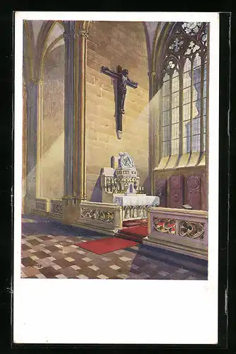 Künstler-AK Fr. X. Margold: Velechrám Sv. Vita v Praze, Kple sv. Ludmily