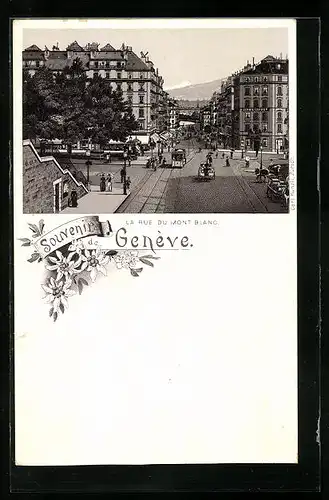 Lithographie Genève, La Rue du Mont Blanc