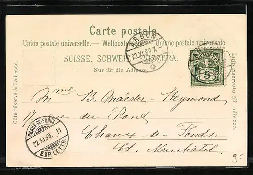 Lithographie Arbon, Teilansicht im Mondschein