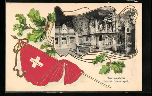 Passepartout-Lithographie Mariastein, Innenansicht der Unterirdischen Gnadenkapelle