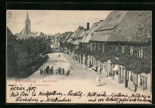 AK Wechselburg i. Muldenthal, Schlossstrasse mit Kindern