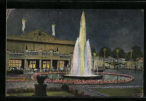 Künstler-AK Dortmund, Restaurant Ober-Bayern im Vergnügungspark Fredenbaum