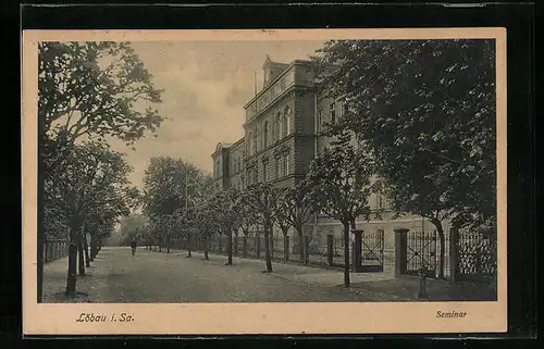 AK Löbau i. Sa., Strassenpartie am Seminar