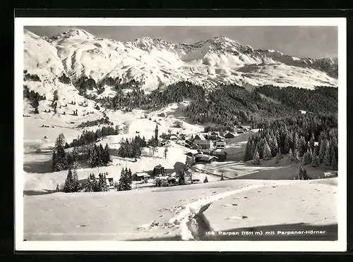 AK Parpan, Teilansicht und Parpaner Hörner im Schnee