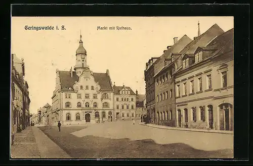 AK Geringswalde i. S., Markt mit Rathaus