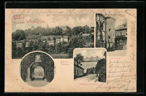AK Wildenfels, Schloss Südseite, Schlosshof, Schlosseingang