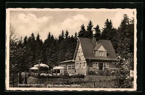 AK Werdau, Gasthof Jägerhaus-Leubnitztal, Idyll des Werdauer Waldes