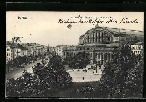 AK Berlin, Askanischer Platz mit Anhalter Bahnhof aus der Vogelschau