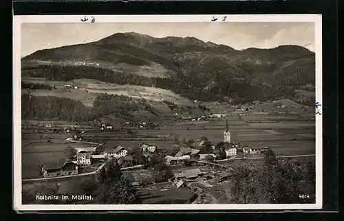 AK Kolbnitz im Mölltal, Blick auf die Häuser und die Berge aus der Vogelschau