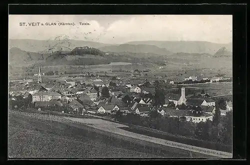 AK St. Veit a. Glan, Ort aus der Vogelschau
