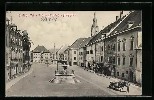 AK St. Veit a. d. Glan, Brunnen am Hauptplatz