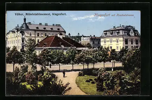 AK Klagenfurt, Blick auf die Koschatstrasse aus der Parkanlage