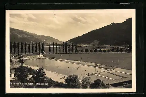 AK Friesach in Kärnten, Strandbad mit Bergpanorama