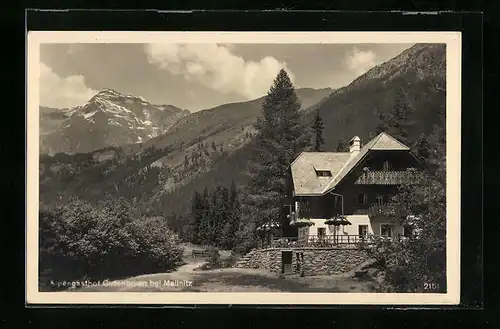 AK Mallnitz, Alpengasthof Gutenbrunn mit Bergpanorama