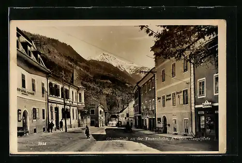 AK Obervellach an der Tauernbahn, Hauptplatz mit Bergpanorama