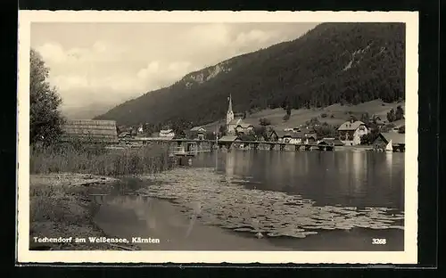 AK Techendorf am Weissensee, Uferpartie mit Kirche