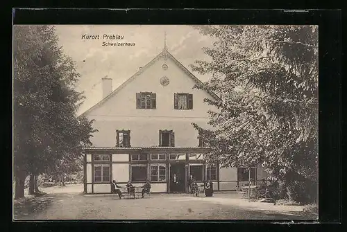 AK Preblau, Schweizerhaus mit Terrasse