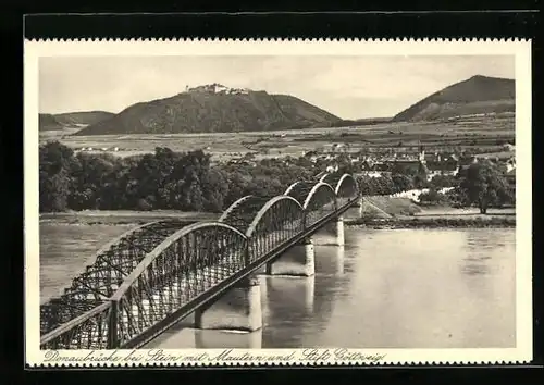 AK Stein, Donaubrücke mit Mautern und Stift Göttweig