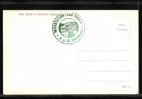 AK Rax, Raxbahn Bergstation mit Gasthof