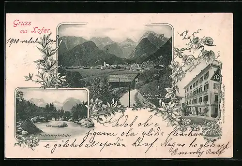 AK Lofer, Ortsansicht mit Steinberge