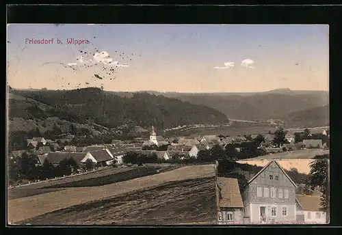 Präge-AK Friesdorf, Ortsansicht aus der Vogelschau