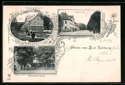 AK Bad Rehburg, Badehäuser, Sanatorium Michaelis, Menckes Hotel