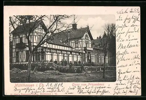 AK Mühlhausen /Th., Gasthaus Prinzenhaus mit Terrasse und Gästen