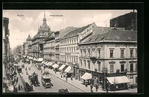 AK Berlin, Partie in der Friedrichstrasse, Ecke Krausenstrasse aus der Vogelschau