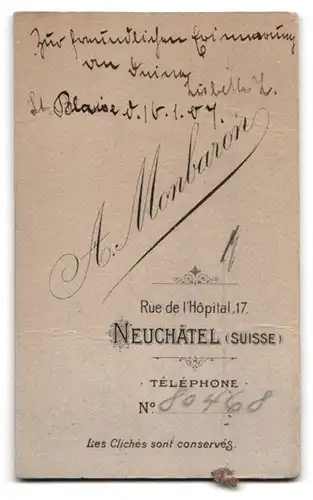 Fotografie A. Monbaron, Neuchâtel, 17, Rue de l`Hôpital, Junge Dame mit Herzkette