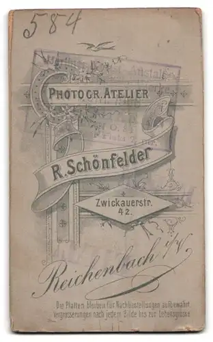 Fotografie R. Schönfelder, Reichenbach i. V., Zwickauerstrasse 42, Junge Dame im modischen Kleid