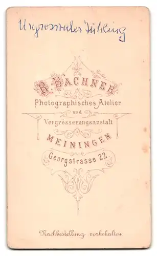 Fotografie R. Bachner, Meiningen, Georgstrasse 22, Bürgerlicher Herr im Anzug mit Fliege