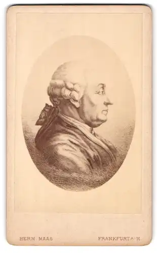 Fotografie Herm. Maas, Frankfurt a. M., Portrait Johann Wolfgang von Goethe im Seitenprofil