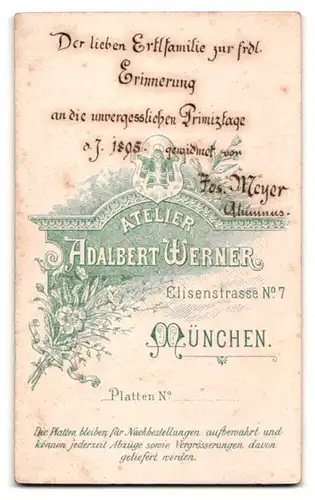 Fotografie Adlabert Werner, München, junger Pfarrer Jos. Meyer zu seiner Primiz 1895 im Talar