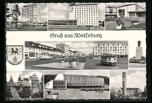 AK Wolfsburg, Stadthalle, Rathaus und Christuskirche