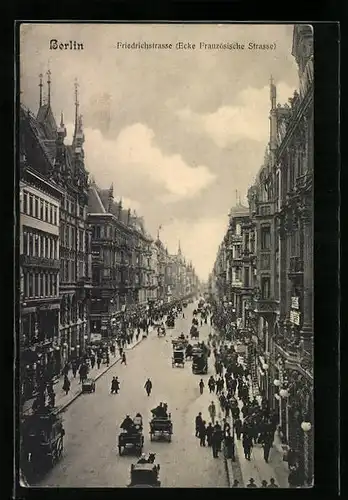 AK Berlin, Friedrichstrasse Ecke Französische Strasse mit Passanten