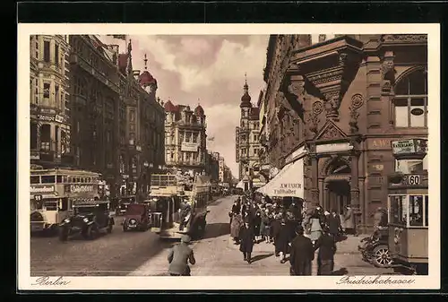 AK Berlin, Passanten auf der Friedrichstrasse