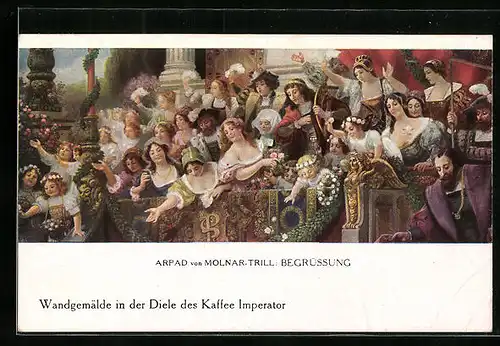 Künstler-AK Berlin, Kaffee Imperator, Friedrichstrasse 67, Wandgemälde in der Diele