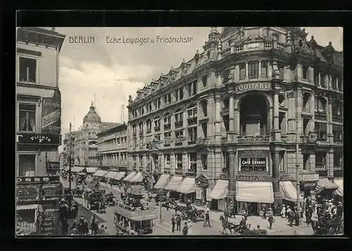 AK Berlin, Strassenpartie Ecke Leipziger- und Friedrichstrasse