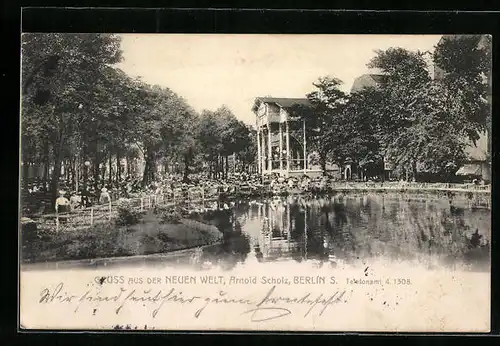 AK Berlin, Neue Welt, Parkanlage mit Wasser
