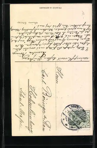 Präge-AK Mädchen mit Hut und Kleeblatt zum neuen Jahre