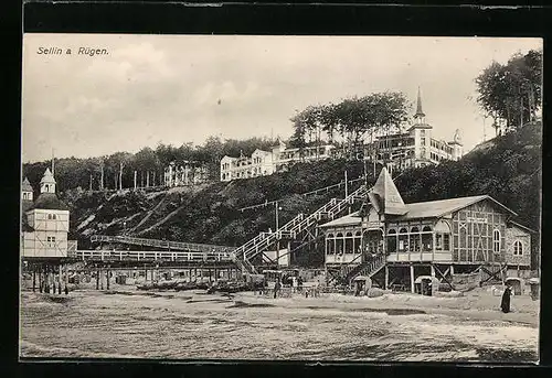 AK Sellin a. Rügen, Strandpartie mit Besuchern