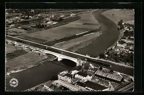 AK Minden, Mittellandkanal mit Überführung vom Flugzeug aus